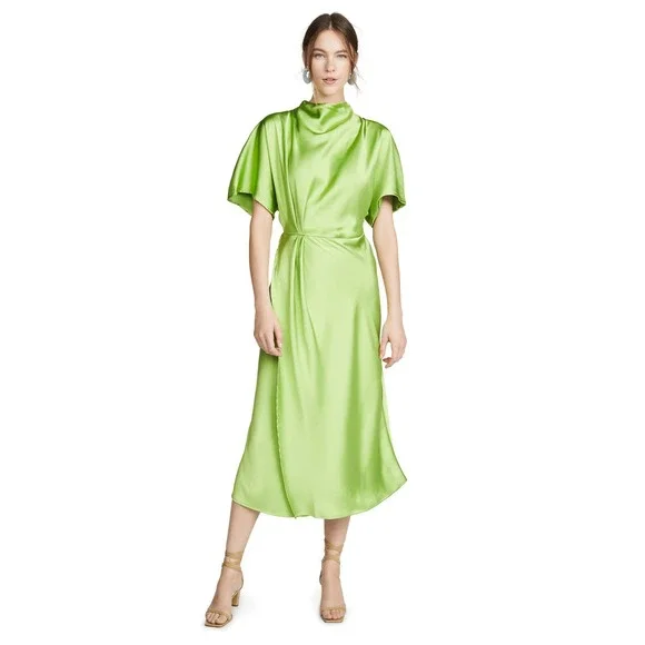 green emerald velvet dress Stine Goya Ruffle Tank Dress